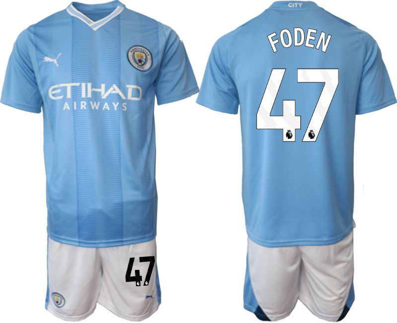 Men 2023-2024 Club Manchester City home Light blue #47 Soccer Jersey->->Soccer Club Jersey